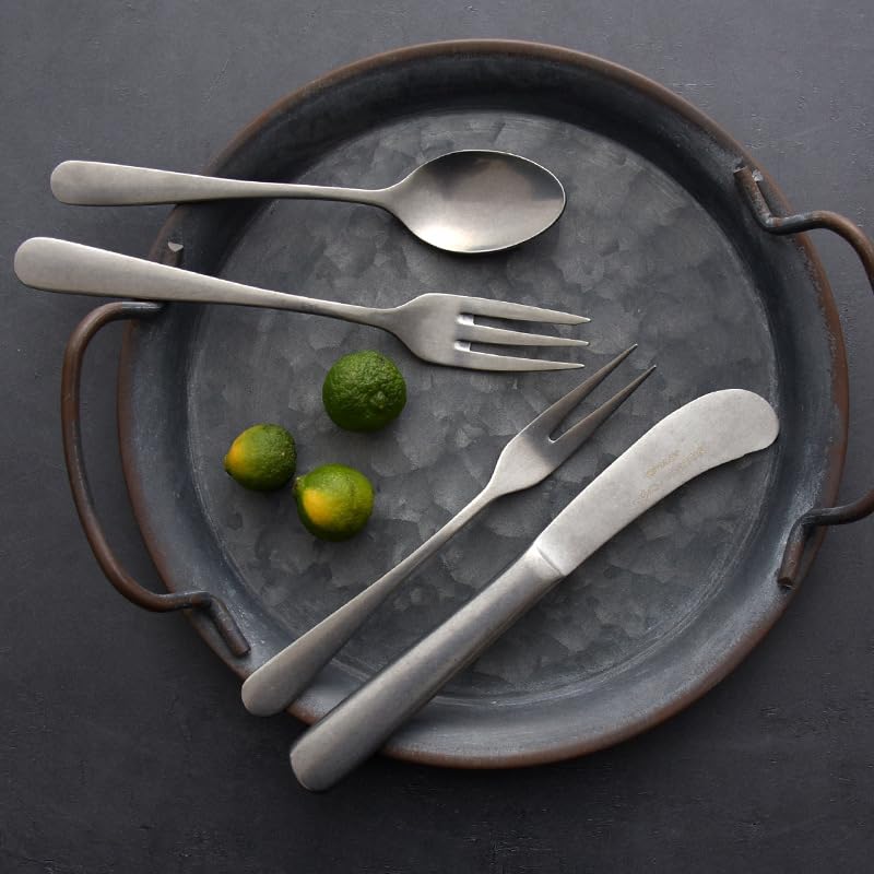 Ménagère de 3/12/18/24/30/36 pièces, Style rétro, Confortable, avec Couteau à Steak, Fourchette et cuillère à Dessert. 30 pièces en Argent pour 1 Personne (12 pièces en Argent pour 4 Personnes).