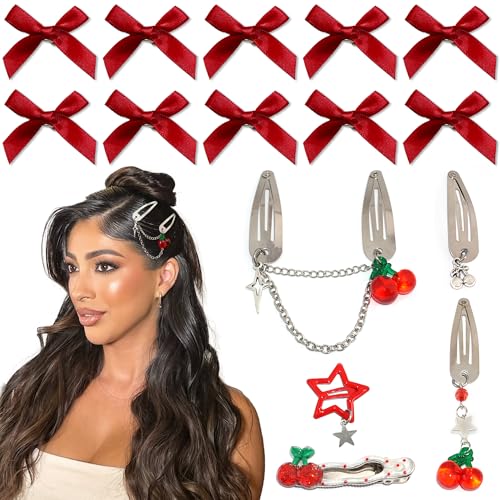 Set de 15 pinzas para cabello rojo y metalizadas miniatura 1