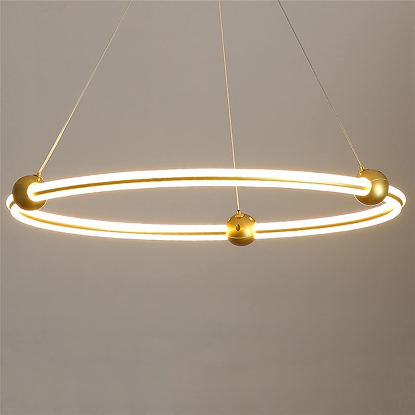 Chandelier LED dimmable or pour salle à manger avec suspension réglable et télécommande