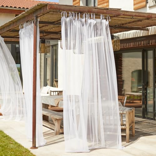 Home Maison - Voilage moustiquaire à nouettes Polyester Blanc 140x280 cm