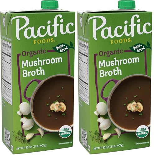 Pacific Foods Organic Mushroom Broth, 32-Ounce Carton (Pack of 2)