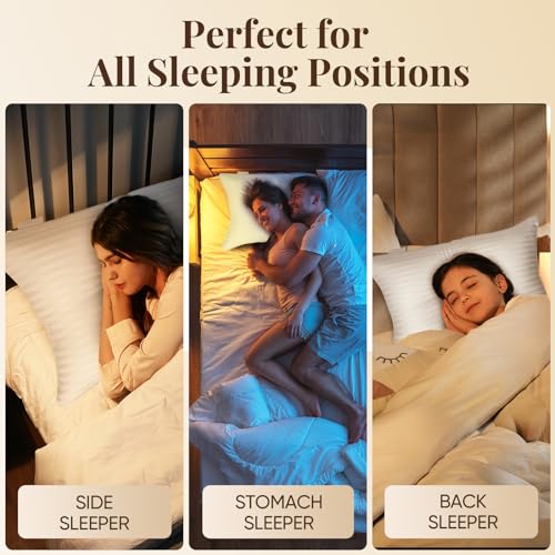 Qnoon Hotel Collection Bed Pillows for Sleeping, Bed Pillows Queen Size Set Of 2,Gusseted Pillow for Back, Stomach or Side Sleepers image 5