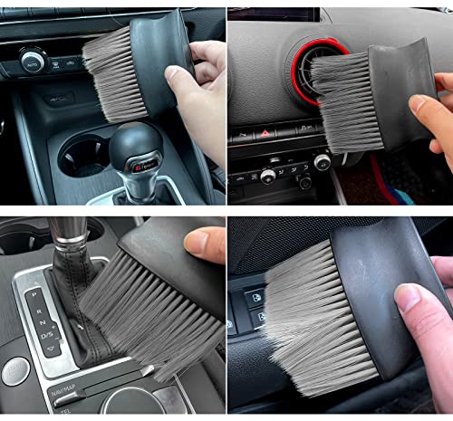 Sodcay 1 PC Car Interior Soft Hair Dust Removal Brush, Air Conditioner Vent Dust Detail Brush, Scratch Free Washable Multipurpose Cleaning Beauty Brush, for Auto Dashboard, Leather, Computer (Black)