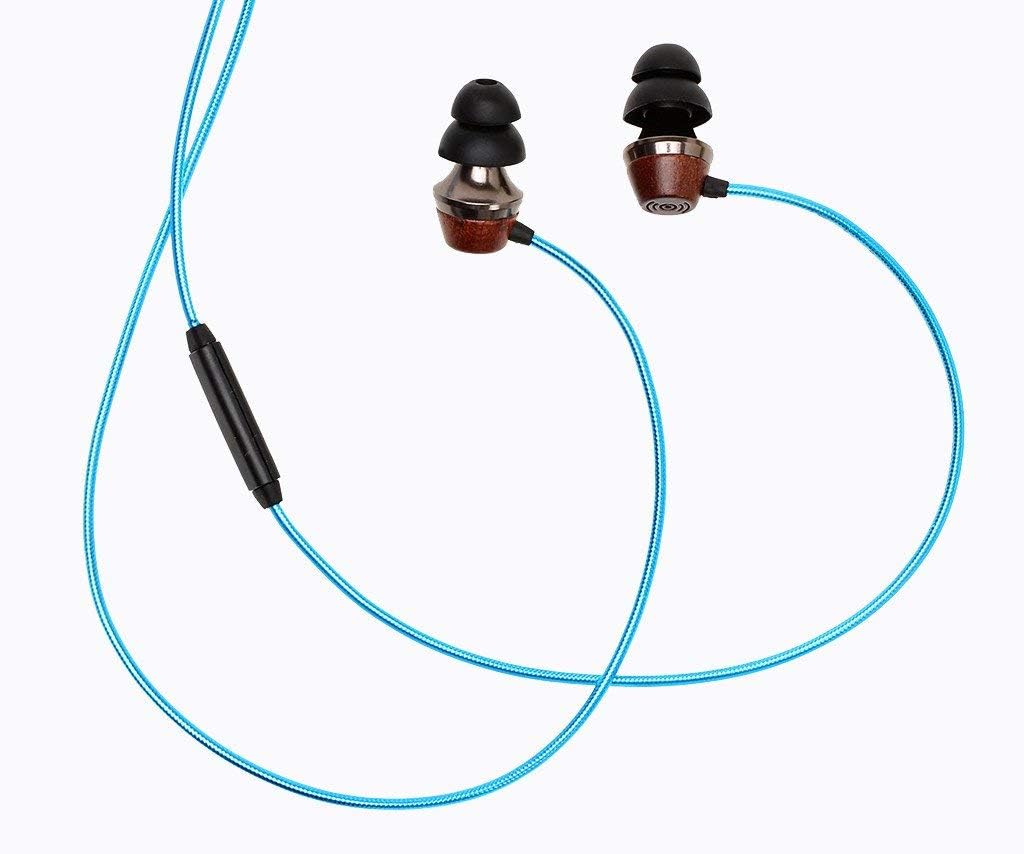 Symphonized ALN 2.0 Premium Genuine Wood In-ear Noise-isolating Headphones|Earbuds|Earphones with Innovative Shield Technology Cable and Mic (Metallic Blue)