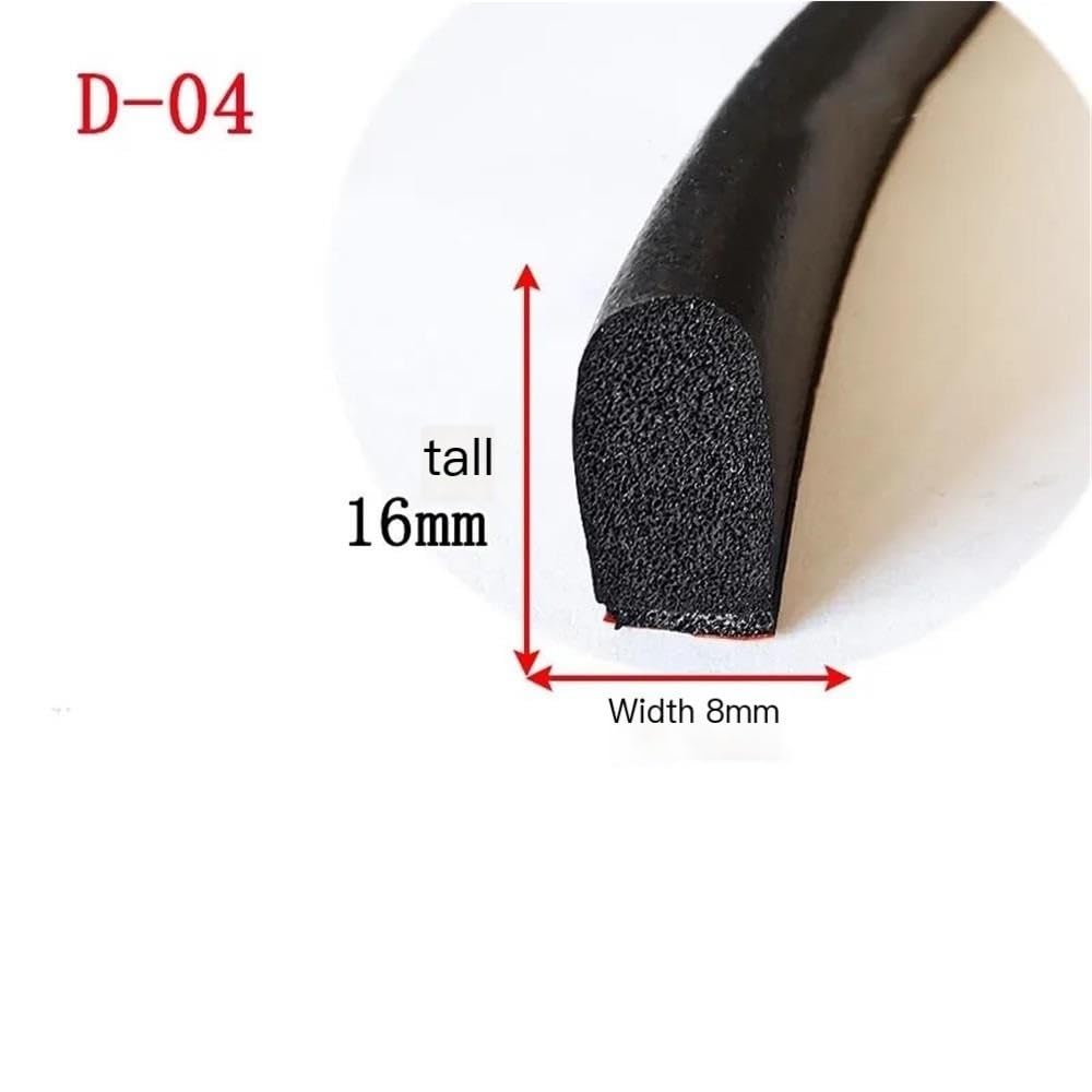 Junta de espuma for puerta y ventana en forma de D de 3 metros, tira adhesiva de esponja de caucho EPDM for insonorización y absorción de impactos.(8mm*16mm)