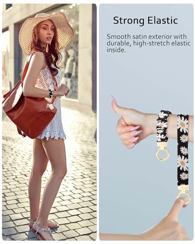 Image of WEESMILE Scrunchie Keychain Wristlet for Car Key Chain with D Key Ring