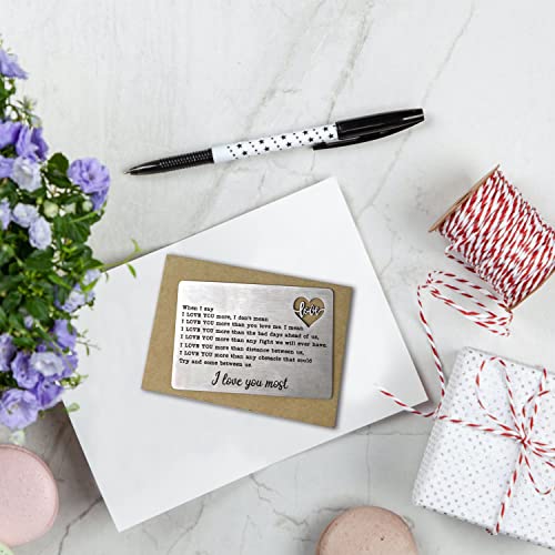 YODOCAMP When I Say I Love You More, I Love You Most Gifts for Husband, Engraved Wallet Card Insert for Men, Romantic Birthday Card for Him, Personalized Anniversary Present Idea - Thumbnail 4