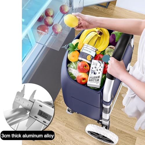 Tragbarer Einkaufswagen mit Rädern Multifunktionaler Trolley mit großer abnehmbarer Oxford-Stofftasche für Camping Reisen Wäsche - Perfekt für Lebensmitteleinkauf (Rot) – Bild 6