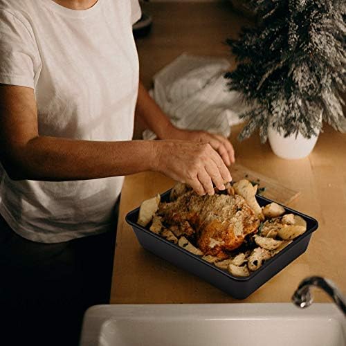 Roasting Tin Sets, Nonstick Oven Tray, Heavy Duty Baking Trays, 3 Pieces, Black
