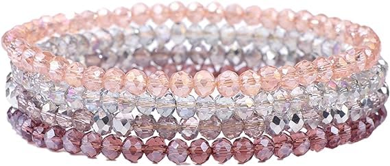 Uwiyo Damen Kristall Perlen Armband, Boho Mehrschichtiges Steine...