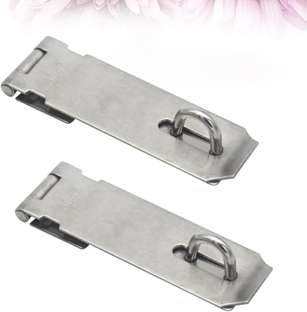 2pcs 5 Lock Hasp Lock for Door Cabinet Locks Accordion Doors Interior Door Locks for Bedrooms Gate Lock Pad Lock Shed Door Heavy Duty Padlock Hasp and Staple with Lock Garage Door