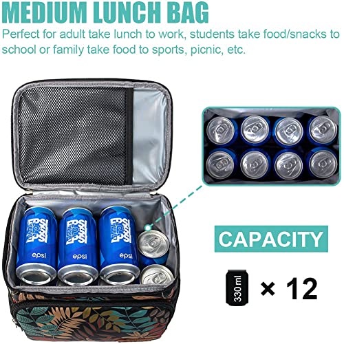 Tiblue Insulated Lunch Bag For Women/Men - Reusable Lunch Box For Office Work School Picnic Beach - Leakproof Freezable Cooler Bag With Adjustable Shoulder Strap For Kids/Adult(Medium, Autumn) #TOP2