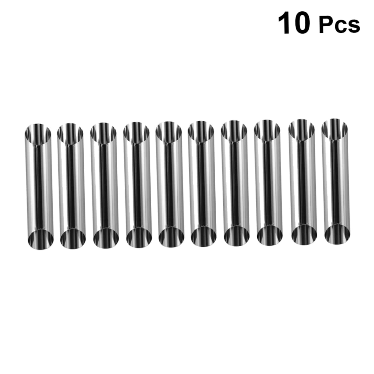 FUNOMOCYA 10pcs Stainless Steel Croissant Mold Cylindrical Shaped Pastry Making Tubes for Baking Dark Grey Reusable Cannoli Molds for Home Use and Desserts