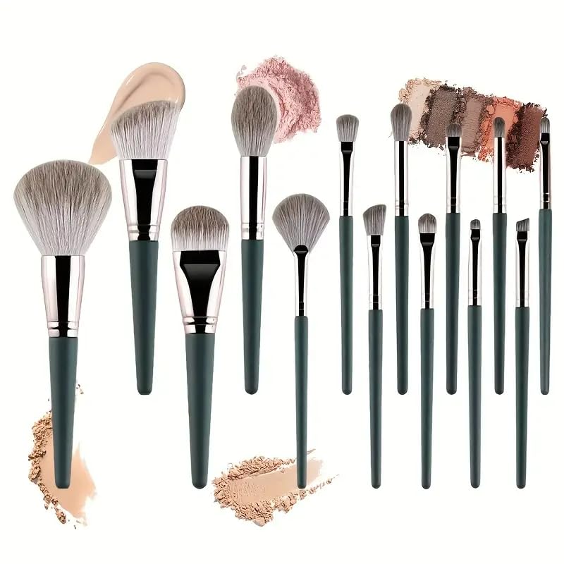 14-Piece Makeup Brush Set Luxury Soft Synthetic Bristles for Face Eye Makeup Precision Blending Contouring Highlighting Eyeshadow Complete
