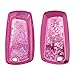 Produktbild kwmobile Autoschlüssel Hülle kompatibel mit BMW 3-Tasten Funk Autoschlüssel (nur Keyless Go) - TPU Schutzhülle Schlüsselhülle Cover Schneekugel Sterne Pink Metallic Pink