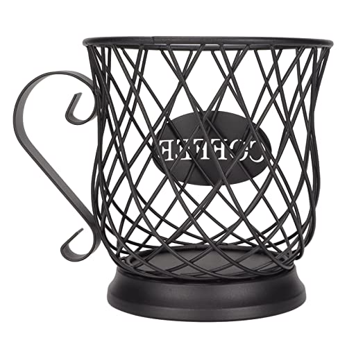 Rcniso Organizador de Soporte para Cápsulas de café de Hierro de Gran Capacidad para Cafeterías de Oficina en Casa, Resistente Al óxido y Duradero, con Capacidad para 25-30 Cápsulas, Cesta de (Negro)