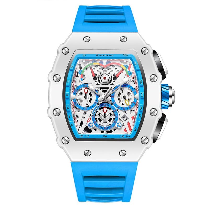 Image of Giordano Multifunction Watch for Men with Day, Date, and 24-Hour Sub-Dial, Water Resistant Square Dial Unique Design