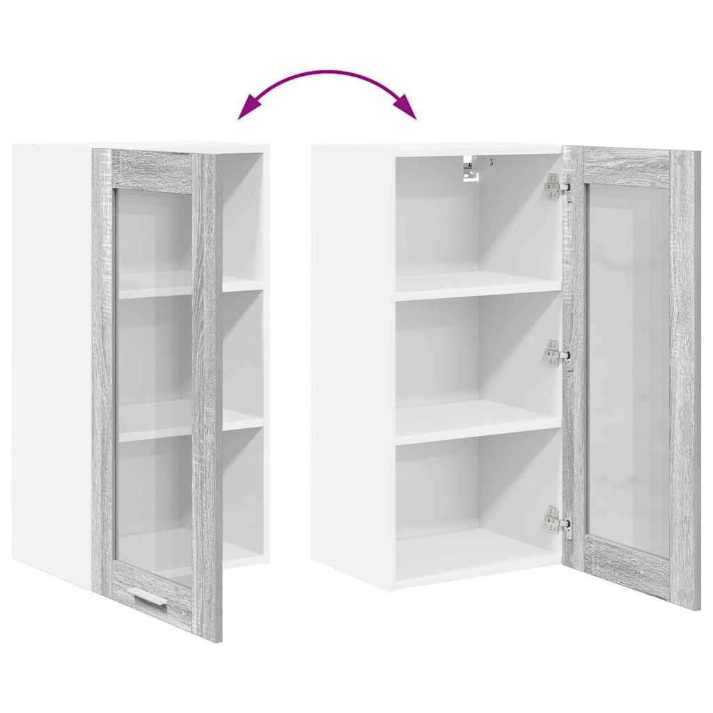 Hängeschrank Graues Sonoma Holzwerkstoff 40 x 31 x 80 cm mit Tür, Stauraum für Küche, Esszimmer, Vorratsschrank, Organizer für Geschirr und Arbeitsplatte