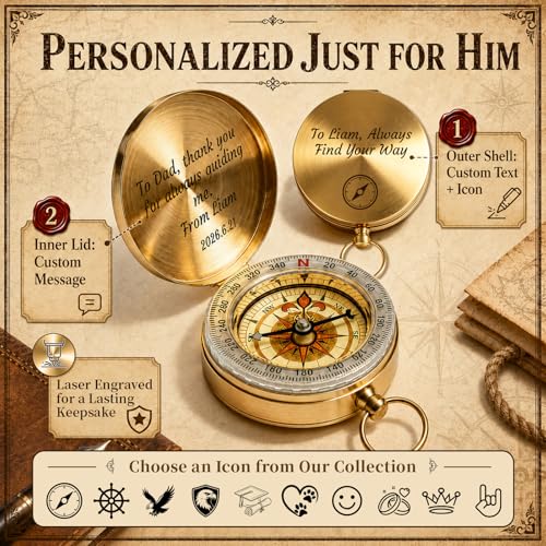 Brújula portátil personalizada de latón, mini brújula luminosa resistente al agua con grabado para regalo miniatura 3