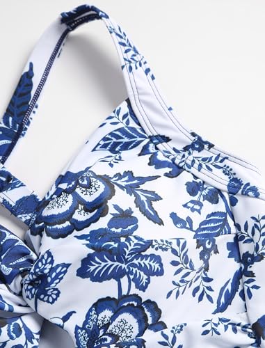 ZAFUL Women's Tankini Bathing Suits Swimsuit Tummy Control Two Piece Swim Dress Cut Out Twist with Bikini Bottoms4