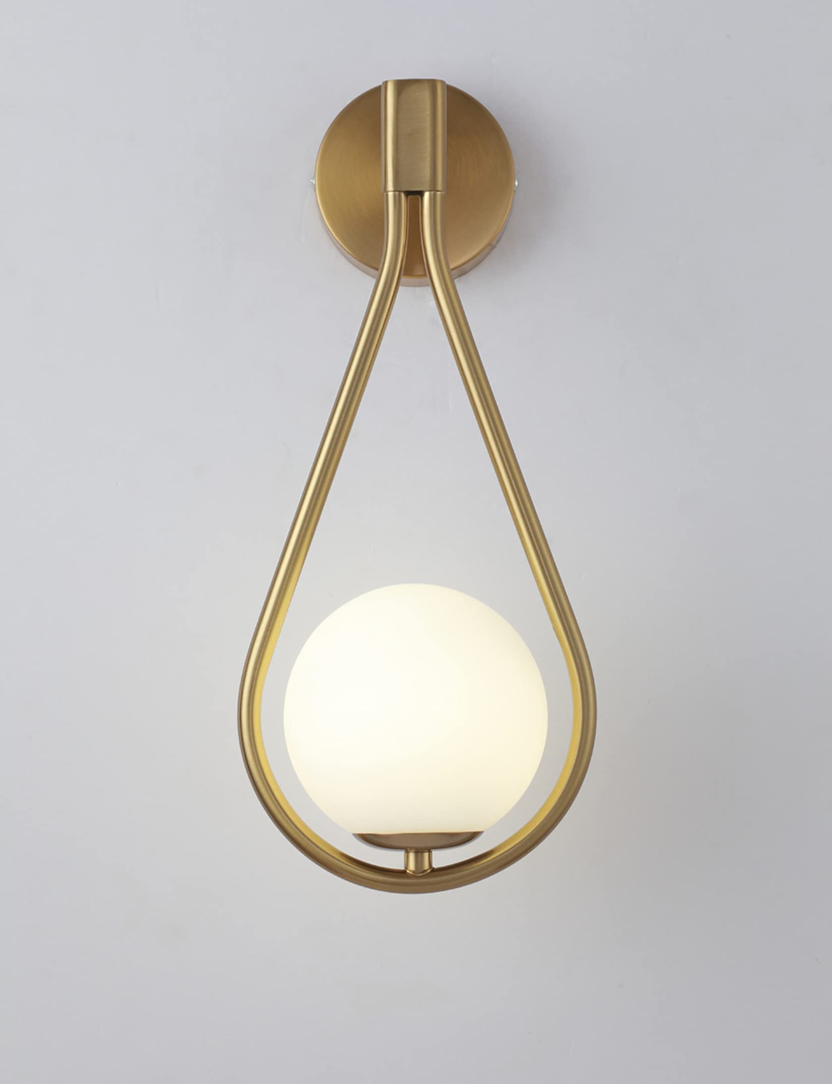 KRIPINC Aplique Pared Interior LED Bola Vidrio 5W, Aplique Pared Bola, Aplique de Pared Globo, Aplique Pared Interior Vintage para Salon, Dormitorio, Mesita de Noche, Pasillo, Escaleras (Dorado)