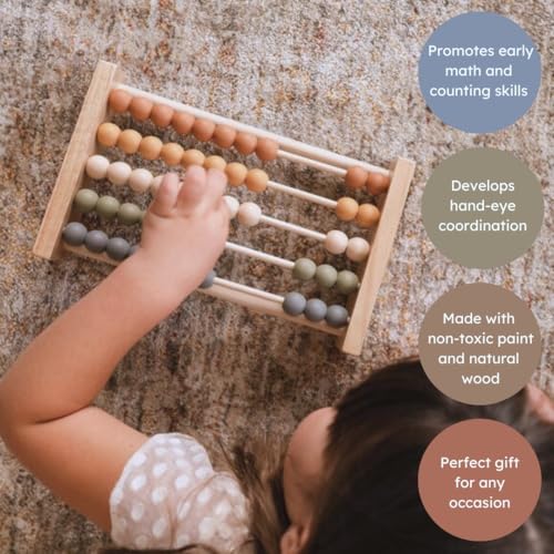 Image of Brooklyn Neutral Boho Abacus - STEM Toy- Boho Nursery Decor and Playroom Decor- Math Toddler Toy with Beads- Montessori Toys - Aesthetic Modern Educational Wooden Toys