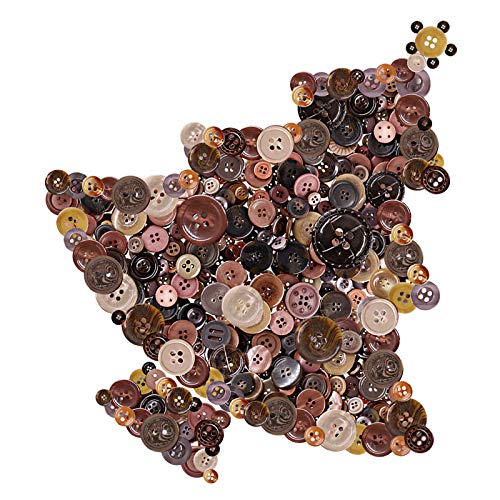 Swpeet Lot de 1000 boutons bruns de Noël pour artisanat - Boutons ronds en résine à 2 et 4 trous pour décorations de Noël, projets d'art et de bricolage,...