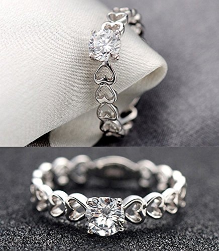 Love Heart Engagement Ring With Austrian Crystals - Proposal Gift For Women Size US 7