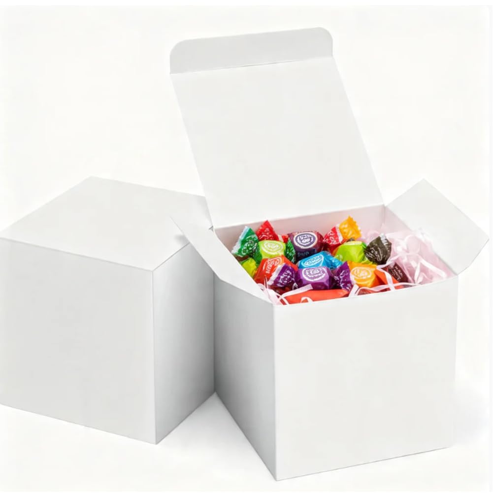 kllyin 12 Pack 5x5x5 Gift Boxes, Sturdy Small White Gift Boxes for Presents, Ornaments, Candles, Mugs, Easy Pop-up Assembly, Ideal for Birthday Christmas Party Business