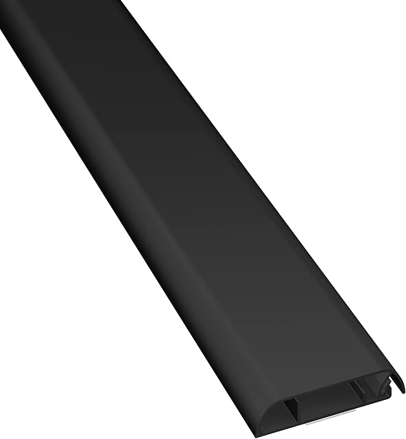D-Line Cable Trunking, Wire Cover for Wall, TV Cable Tidy, Self-Adhesive, Hinged One-Piece Design - 60mm (W) x 15mm (H) x 40cm Length - Black