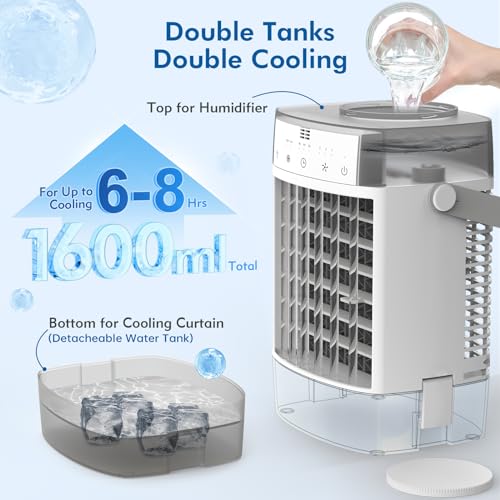 Dudiffy AC-01 Portable Air Conditioners, 4-In-1 Portable Ac Unit No Remote, 1600Ml Dual Tank Evaporative Air Cooler thumb #3