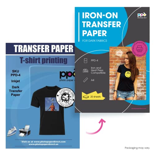 Ppd Inkjet Premium T Shirt Transfer Paper - Iron On For Dark Fabric - 8.5 X 11 Inch Paper Size - 20 Sheet Count - Ppd-4-20 #TOP1