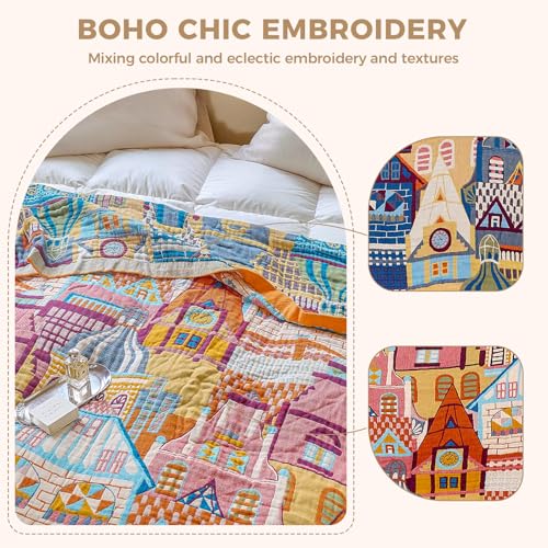 Image of LUTBM Boho Throw Blanket for Bed 60 inchx80 inch, All Season Cotton Couch Blankets