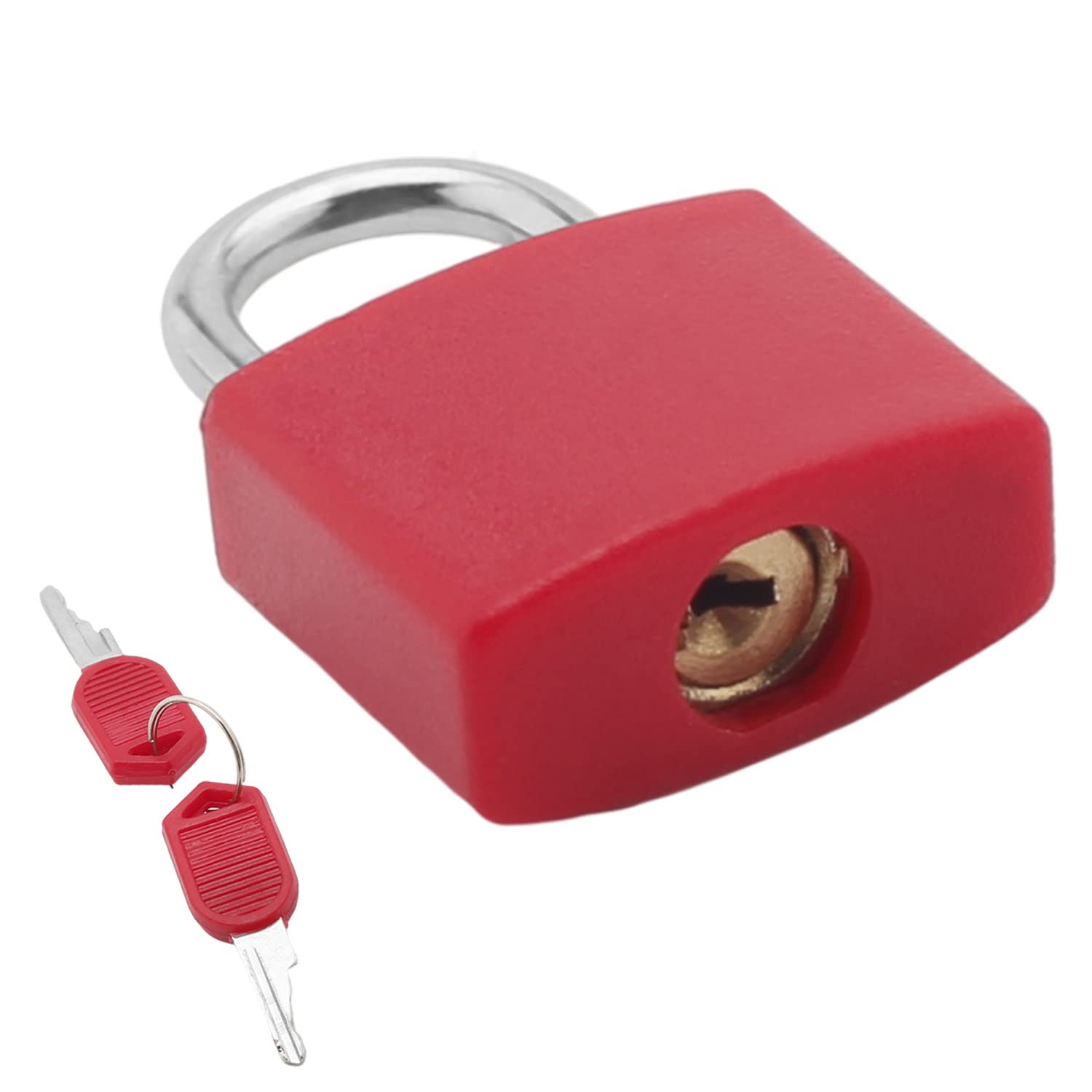 Yinpecly Padlock Body ABS Shell,22.5mm Zinc Alloy Locks Keyed Alike Lock Out Tag Out Shackle Safety Padlock for Home,Suitcases,Toolbox Red 1PCS