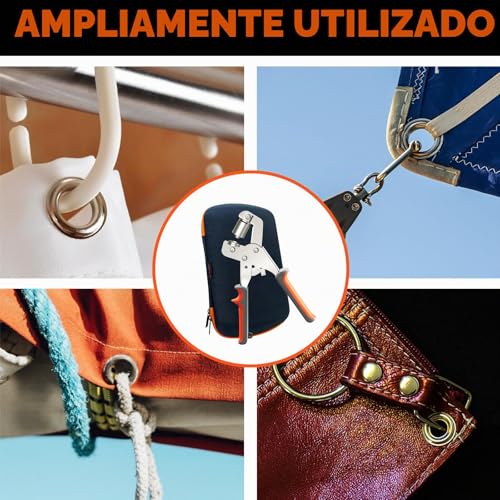 Miniatura 6 de Hapden Remachadora De Ojetes, Kits De Ojetes Metálicos De 10 Mm Y 6 Mm Para Lonas Y Tejidos, Kits De Ojetes Para Lonas Con 100 Ojetes Ø 10 Mm Y 100 Ojetes Ø 6 Mm Y Kits De Herramientas.