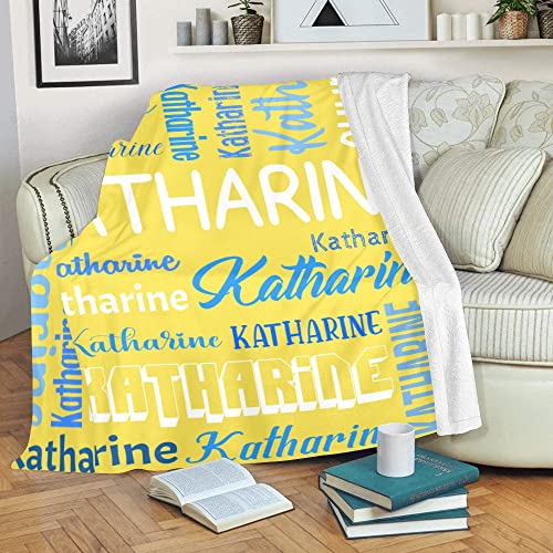 Personalized Blanket for Kids Adults Personalized Name Blanket Custom Blanket with Name Personalized Gifts for Christmas Birthday Valentines Day Mothers Fathers Day (Yellow, 50"x60")