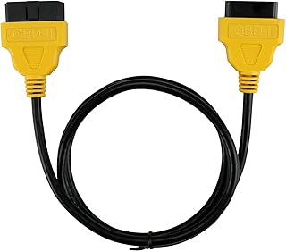 AUTOAND Wired 150cm OBD2 16Pin Male to Female Extension Cable Diagnostic Extender Cord, Yellow (Round 16 Pin 150cm)