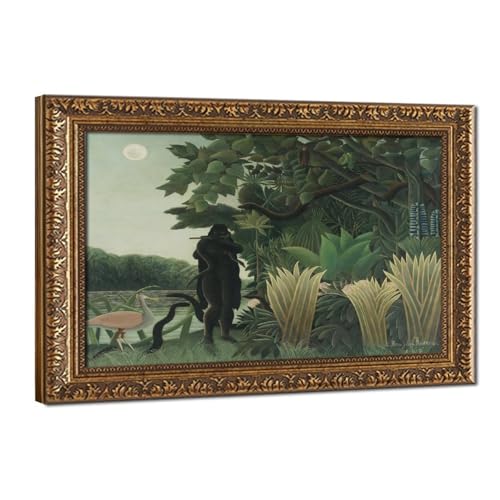 The Snake Charmer par Henri Rousseau reproduction haut de gamme sur toile avec cadre suspendu