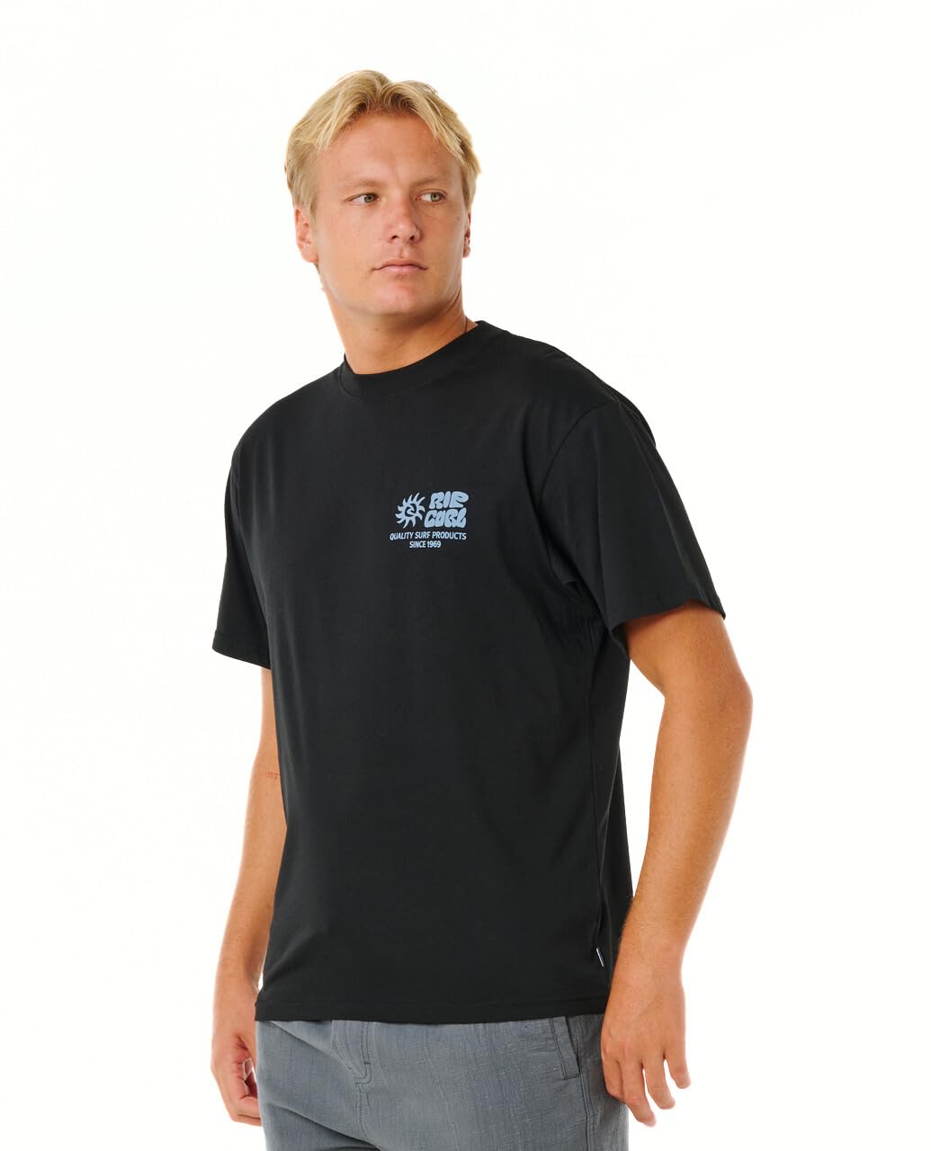 Ripcurl Men's Black Rip Curl Pacific Rinse Glass Off Short Sleeve T-Shirt - Size 40