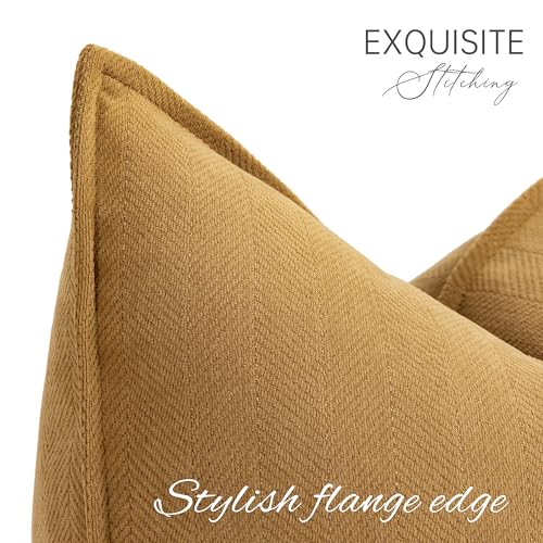 Image of ZWJD Mustard Yellow Throw Pillow Covers 12x20 Set of 2 Chenille Pillow Covers with Elegant Design Soft and Luxurious Decorative Throw Pillows for Couch, Bed, and Home Decor