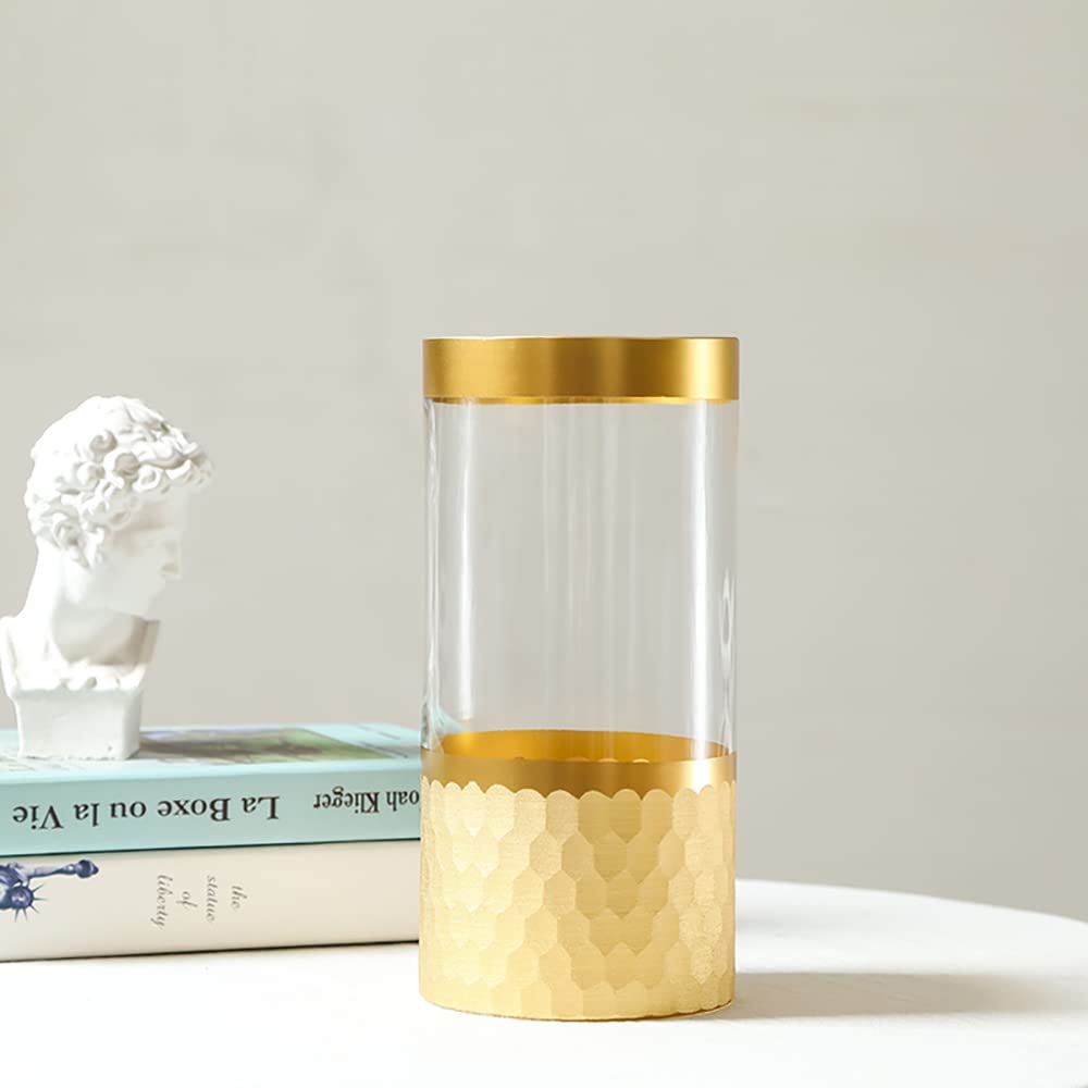 Generic Gold Clear Glass Oval Vase for Living Room, Bedroom, Dining Room & Home Office Decor