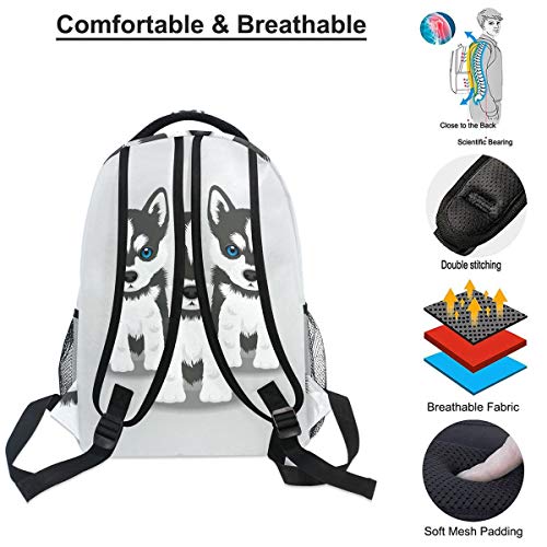 Wamika Siberian Husky Puppy Backpacks for Kids Women Men Dog Design Computer Laptop Backpack Cute Puppy Casual Book Bag Travel Camping Daypack3