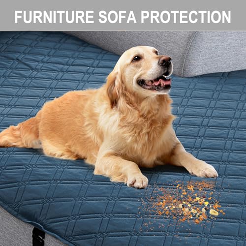 Image of Genina L Shape Couch Cover, Sectional Couch Chaise Covers, Waterproof Washable Sofa Covers for Right L Shape Chaise Lounge, Anti-Slip Sofa Slipcovers for Dogs Cats Pet Friendly(Peacock Blue)