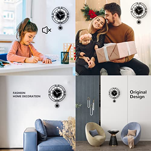 Meisd Wall Clock For Living Room Decor, Decorative Modern Wall Clocks With Pendulum For Bedroom Kitchen Office Home, 14.6 Inch Big Decoration Wall Clock Battery Operated, Silent Clock Non Ticking #TOP6