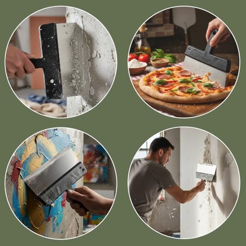 Image of 10 Inch /250 mm Stainless Steel Scraper Cutter Multi-Purpose Kitchen Filling Knife with Plastic Handle