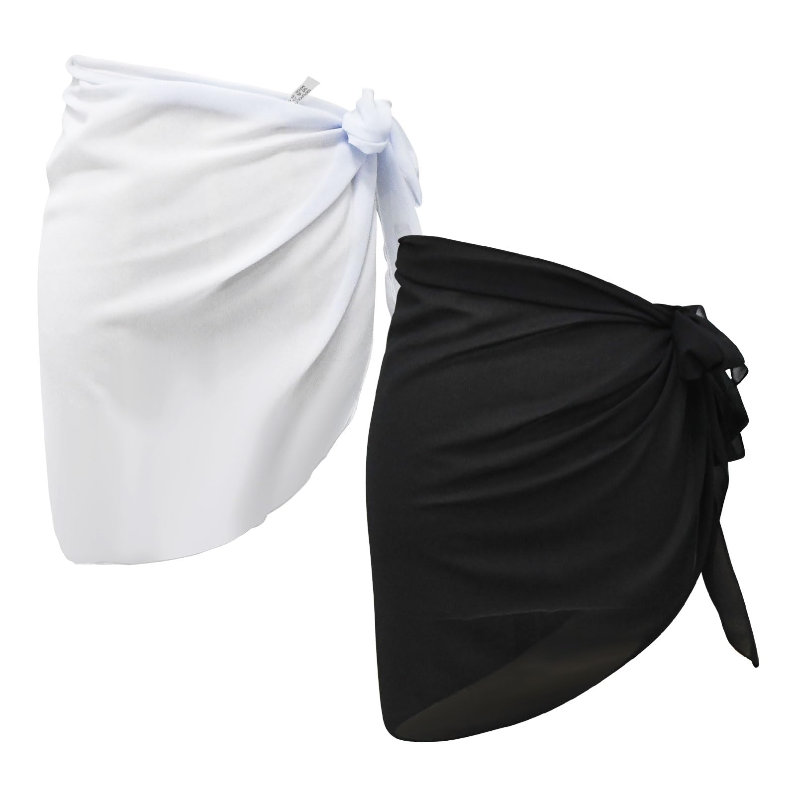Rapidbok 2 50 x 180cm Sarong de Playa Mujer, Pareo Corto para Cubrir el Bikini, Accesorio de Playa Versátil para Vacaciones y Natación, Negro y Blanco