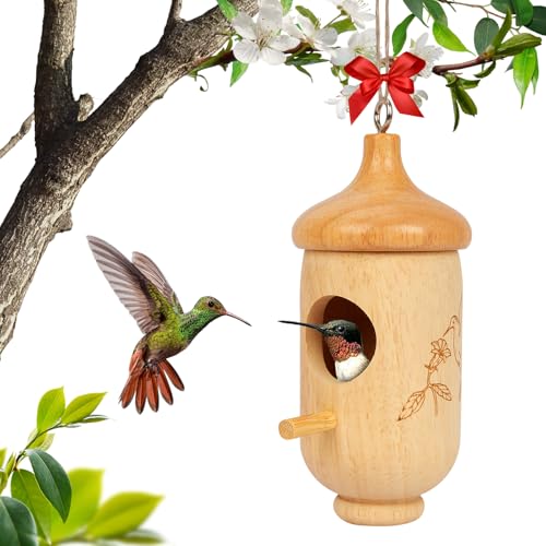 Hummingbird House, Wooden Hummingbird Houses for Outside Hanging, Nest Swinging,