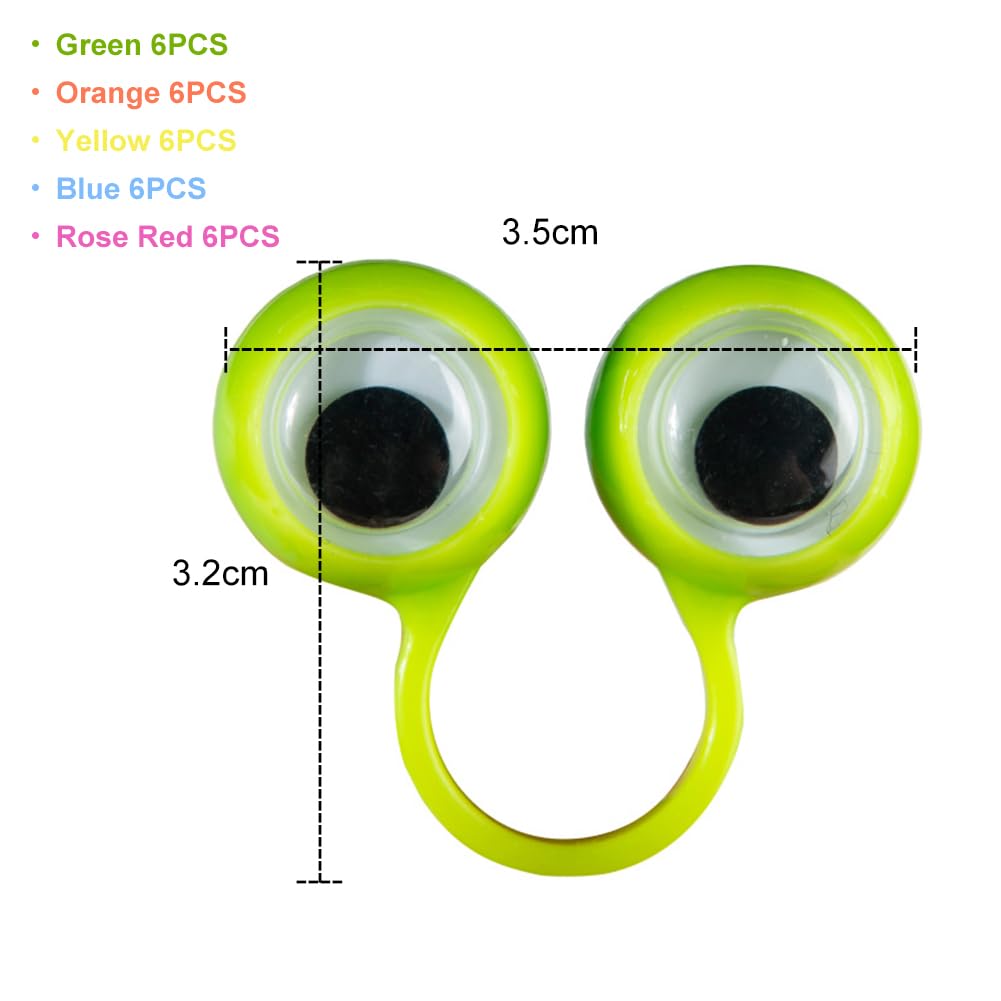 Occhi da Dito Marionette, Occhio Dito Giocattolo, Occhi Marionette da Dito, Eyeball Ring, Plastica Bulbi Oculari Bambini, 5 Colori, 30pcs