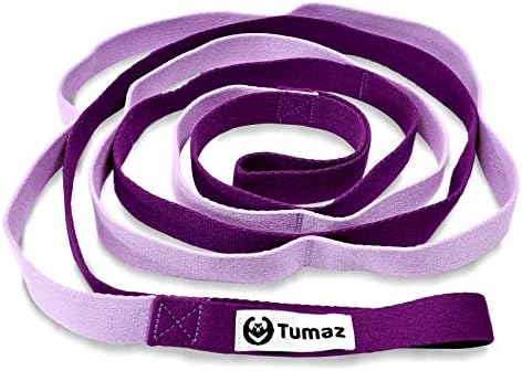 Tumaz Stretching Strap - 10 Loops & Non-Elastic Yoga Strap - The Perfect Home Workout Stretch Strap for Physical Therapy, Yoga, Pilates, Flexibility - [Extra Thick, Durable, Soft]