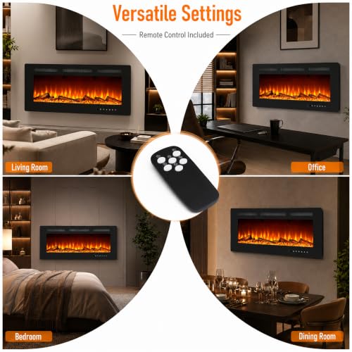 Image of GarveeTech 40 Inch Black Electric Fireplace, 750W /1500W Wall Mounted Heater
